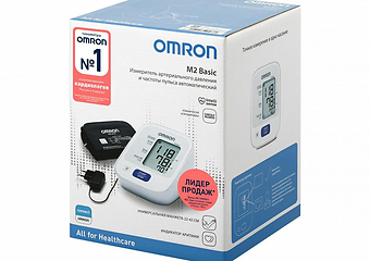 Тонометр OMRON M2 Basic c адаптером и универсальной веерообразной манжетой (22-42 см)