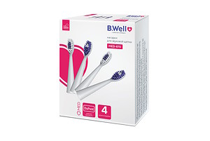 Насадки B.Well для электрических звуковых зубных щеток MED-870, комплект 4 шт., белый
